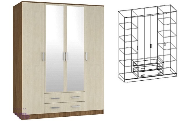 Фото Шкаф Светлана (168) четырехдверный от производителя Мебель Маркет в Нижнегорске по цене 34&nbsp;440 ₽