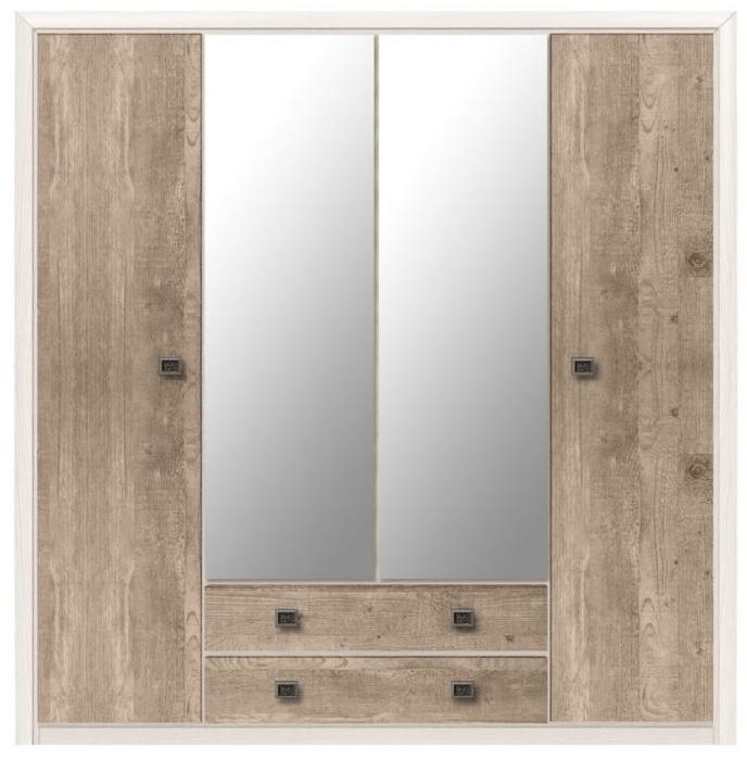 Шкаф Коен SZF4D2S (214) четырехдверный (ясень снежный, ясень снежный-сосна натуральная,(Black Red White (БРВ)))