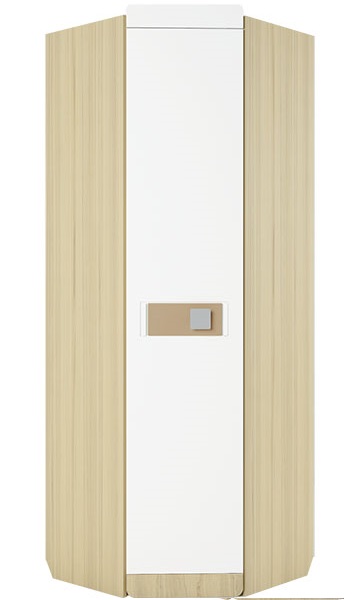 Шкаф Стиль 3 (70) угловой (туя светлая, белый глянец-кофе с молоком глянец,(Аквилон))