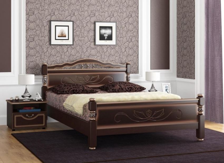 Фото Кровать двуспальная Карина-5 (СМ 140х200) без основания с универсальными царгами от производителя Браво-мебель в Нижнегорске по цене 17 530 ₽