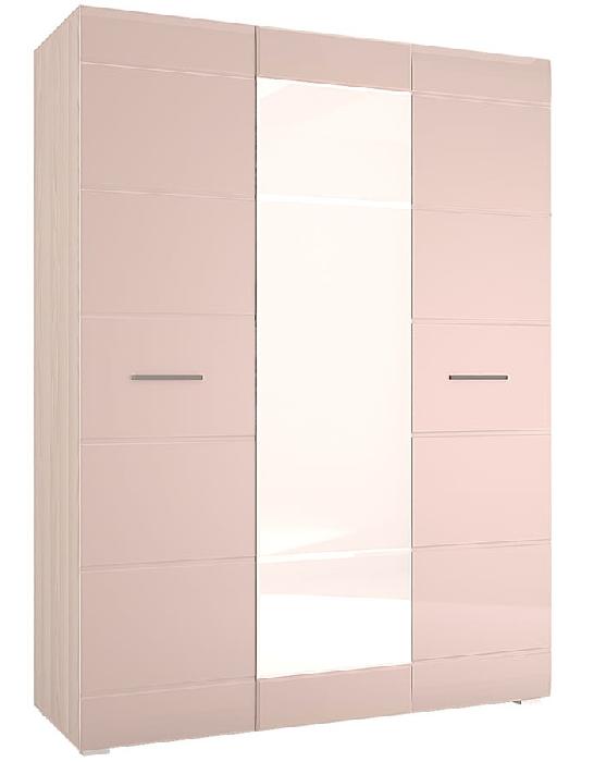 Шкаф Ненси (150) трехдверный (ясень шимо светлый, какао глянец,(Горизонт))