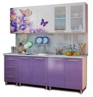 Кухня Люкс Ирис (2,0) (серый, фотопечать-фиолетовый глянец,(БТС)) в Нижнегорске от производителя 