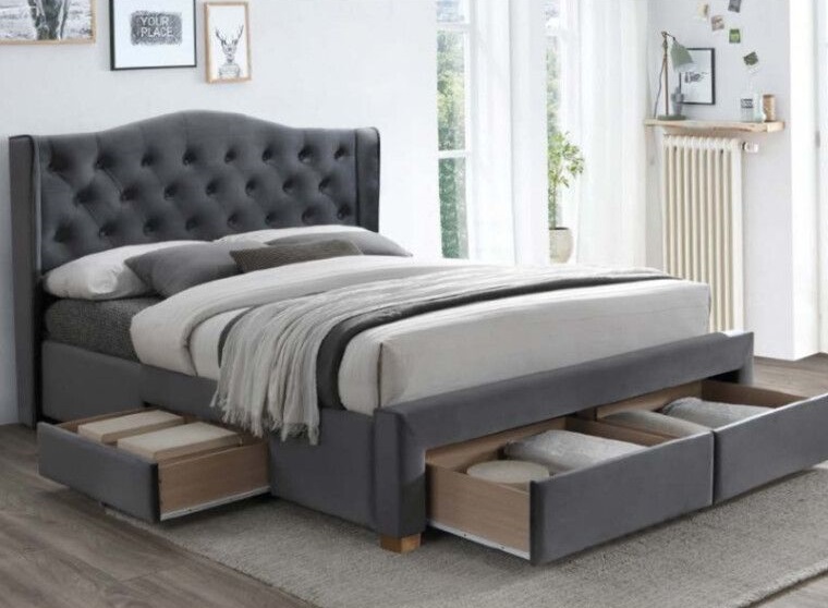 Фото Кровать двуспальная Signal Aspen velvet bluvel II (СМ 160х200) c ортопедическим основанием от производителя Signal в Нижнегорске по цене 99 730 ₽
