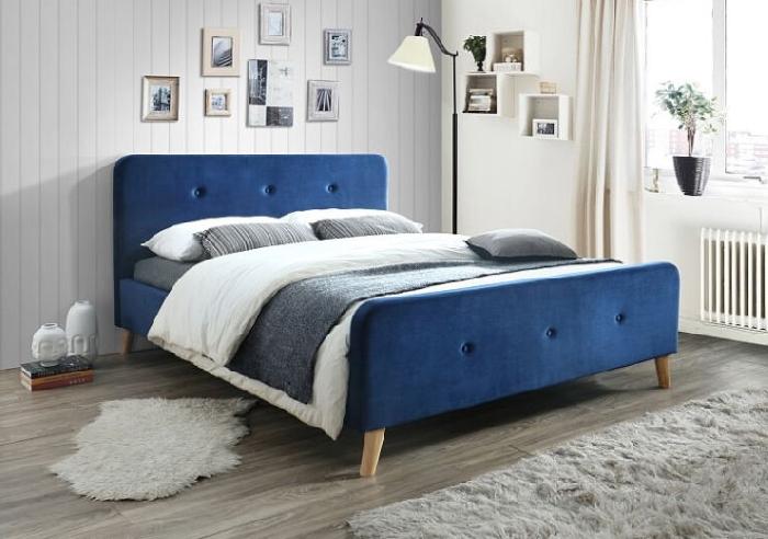 Кровать двуспальная Signal Malmo Velvet (СМ 160х200) c ортопедическим основанием ( 160х200 , дерево/ткань , синий , без подъемного мех. , без ящиков , без матраса (Signal) )
