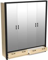 Шкаф Бостон (180) четырехдверный (4 зеркала) (гикори джексон, гикори джексон-черный,(СБК)) в Нижнегорске от производителя 