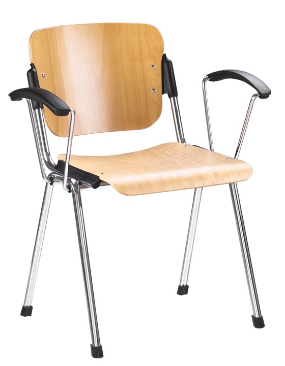 Фото Стул для посетителя Эра (Era) wood arm (хром) от производителя Новый стиль в Нижнегорске по цене 4 840 ₽
