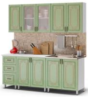 Кухня Люкс Прима (2,0) (серый, фотопечать-патина мятная,(БТС)) в Нижнегорске от производителя 