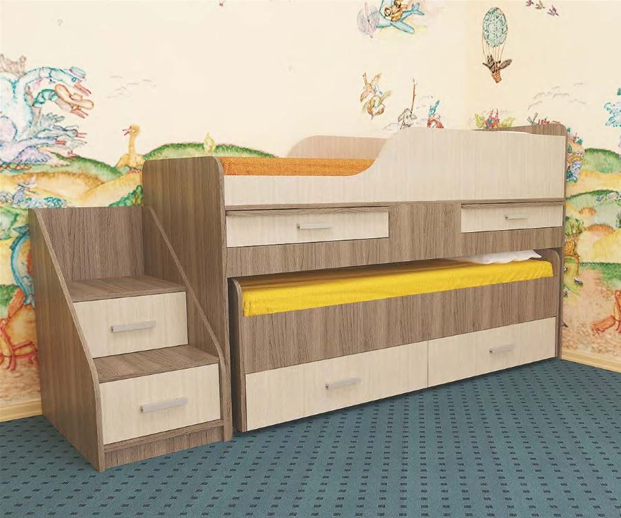 Фото Кровать 2-х ярусная Лесики (СМ 70х180/70х170) от производителя Пирамида в Нижнегорске по цене 24&nbsp;220 ₽