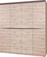 Шкаф Тиана ШР-4 (200) без зеркал четырехдверный (дуб бонифаций, дуб бонифаций-вольфрам,(Браво-мебель)) в Нижнегорске от производителя 