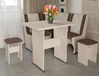 Кухонный уголок-комплект Челси мини (дуб белфорт, кожзам лен коричневый-лен бежевый (ТриЯ) ) в Нижнегорске от производителя в интернет магазине Планета Комфорта Кухонный уголок-комплект Челси мини (дуб белфорт, кожзам лен коричневый-лен бежевый (ТриЯ) ) в Нижнегорске от производителя