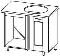 Кухня Селена К-78 стол-мойка угловая 1000 правая (текстиль, карпатская ель,(Глория (Ставрополь Мебель))) в Нижнегорске от производителя 