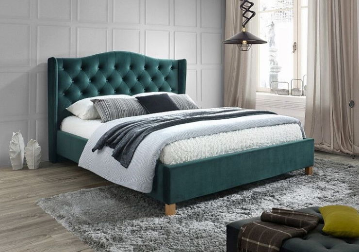 Фото Кровать двуспальная Signal Aspen velvet bluvel (СМ 140х200) c ортопедическим основанием от производителя Signal в Нижнегорске по цене 70 580 ₽